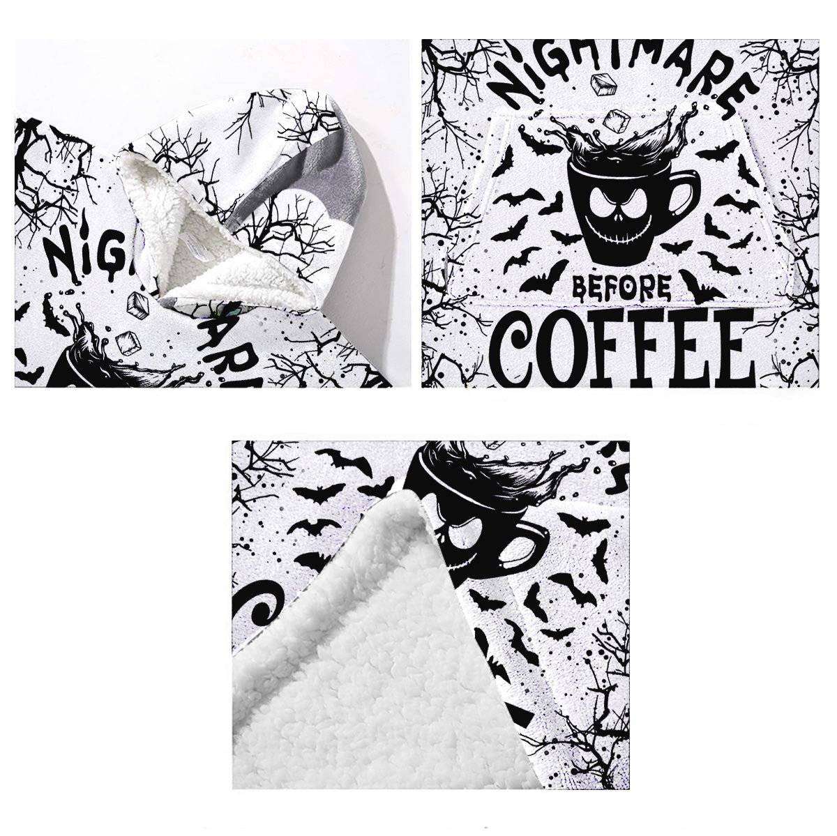 Personalized Nightmare Before Coffee Blanket Hoodie Gift Blanket Hoodie GradoCreations