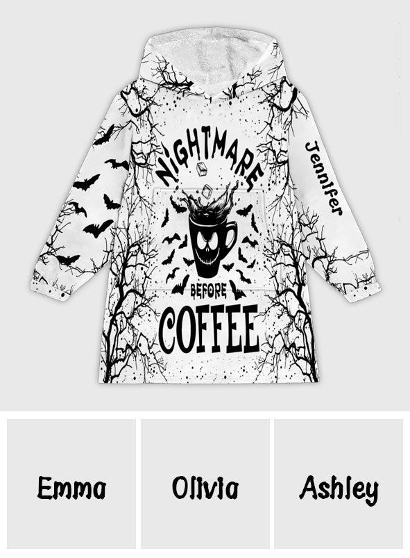Personalized Nightmare Before Coffee Blanket Hoodie Gift Blanket Hoodie GradoCreations