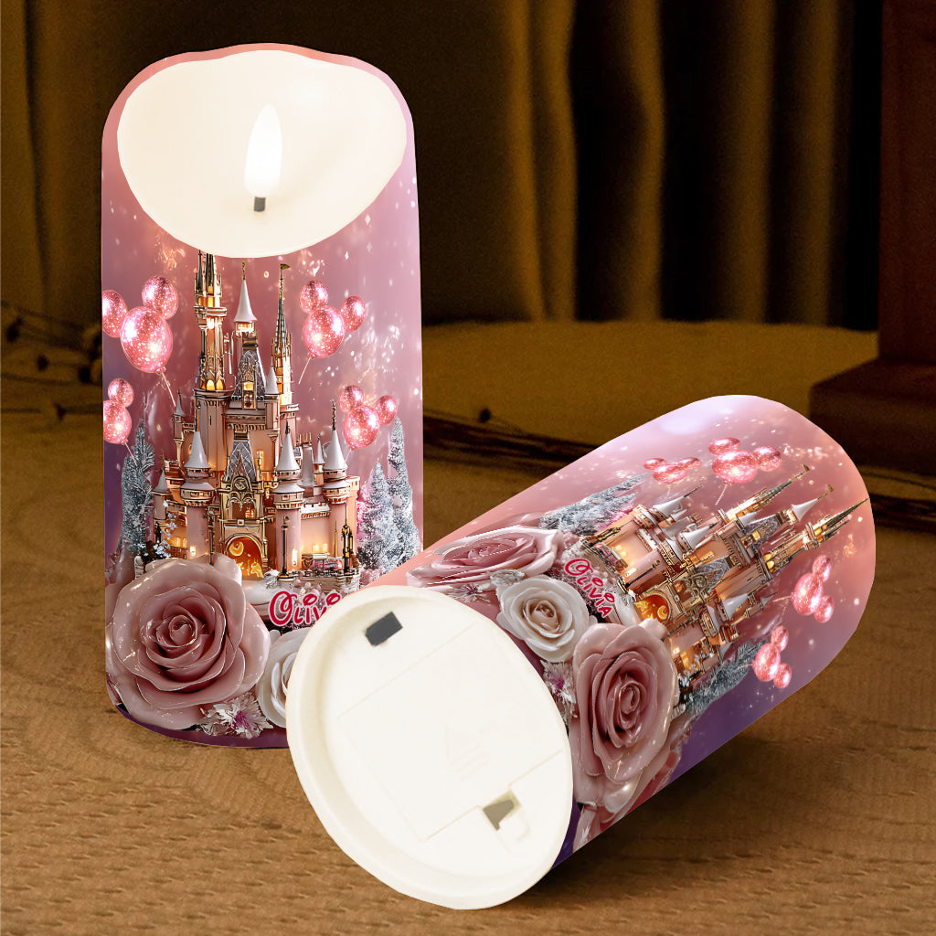 Personalized LED Flameless Candle Magical Castle Gift Flameless Candle GradoCreations