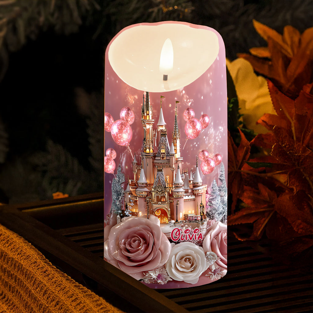 Personalized LED Flameless Candle Magical Castle Gift Flameless Candle GradoCreations