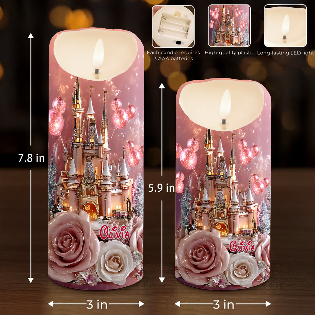 Personalized LED Flameless Candle Magical Castle Gift Flameless Candle GradoCreations