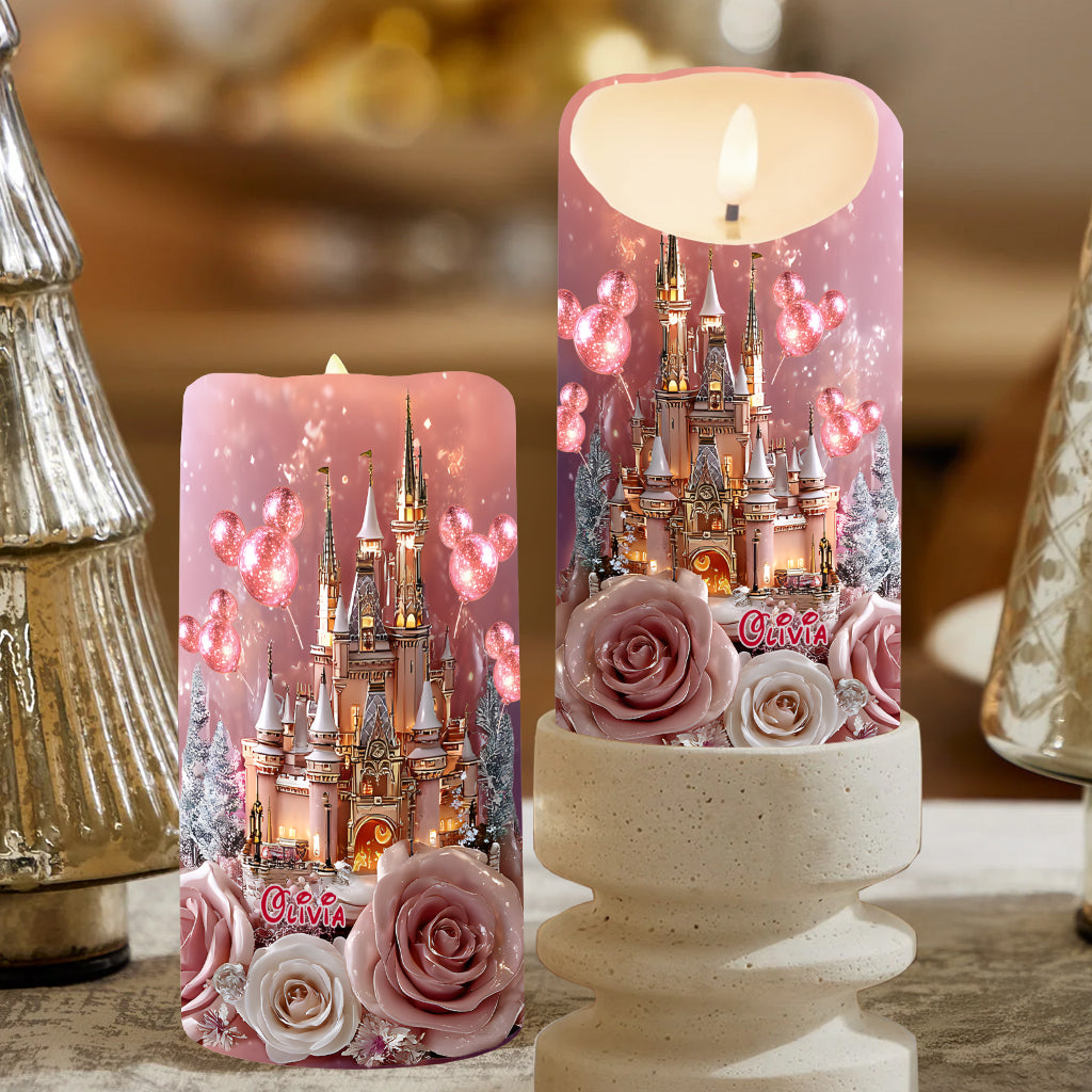 Personalized LED Flameless Candle Magical Castle Gift Flameless Candle GradoCreations