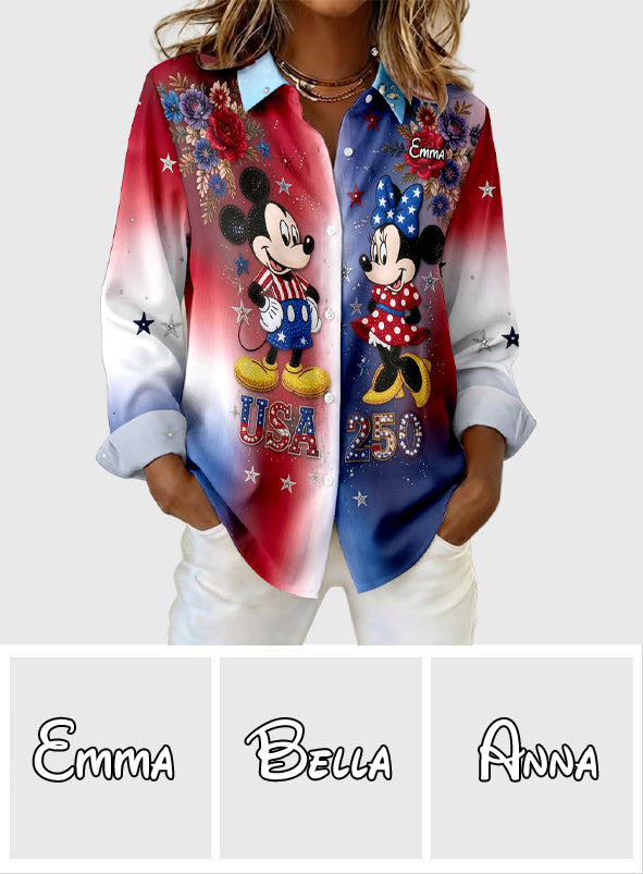 Personalized Mouse Button-Up Shirt USA 250th Anniversary Gift Button-Up Shirt GradoCreations