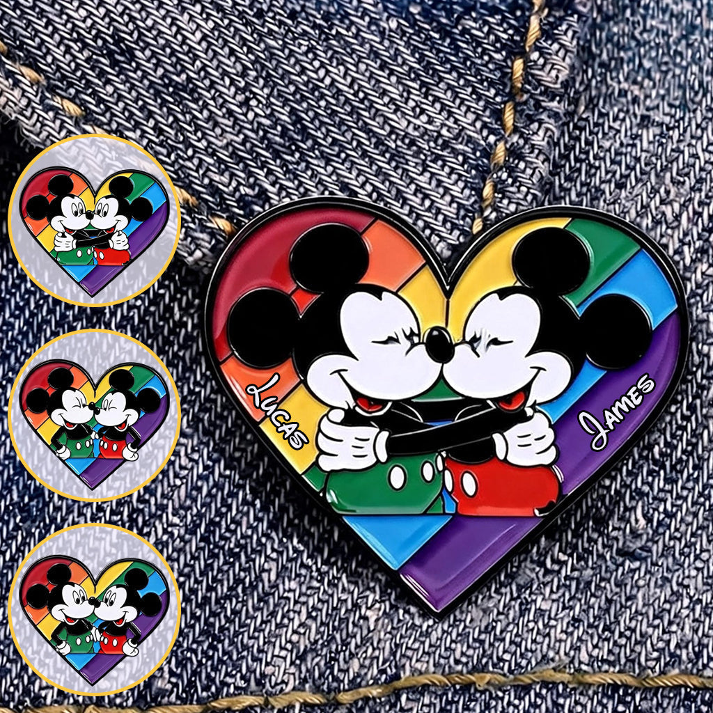 Personalized LGBT Pride Mouse Enamel Pin Custom Name Gift Acrylic Enamel Pin GradoCreations
