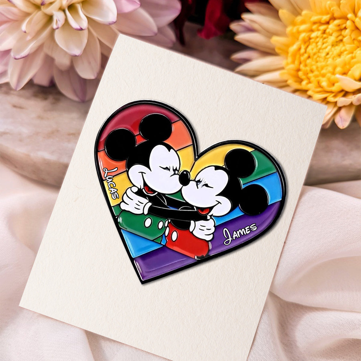 Personalized LGBT Pride Mouse Enamel Pin Custom Name Gift Acrylic Enamel Pin GradoCreations