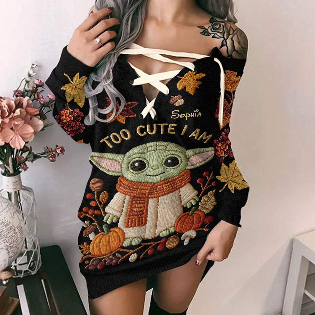 Personalized Off Shoulder Dress with Autumn Design for Women Off shoulder dress GradoCreations