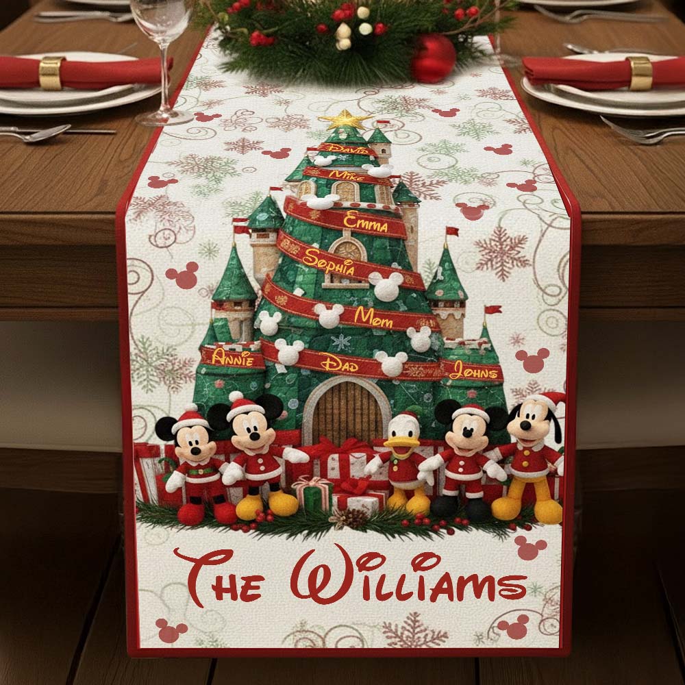 Personalized Christmas Mouse Table Runner Unique Family Gift Table Runner GradoCreations