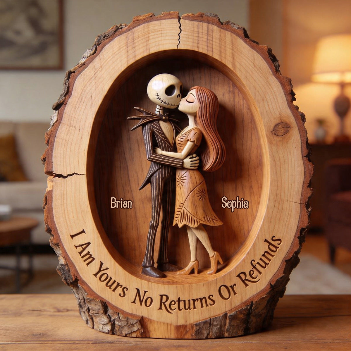 Personalized Nightmare Before Christmas Wood Plaque Gift Custom Shaped Wood Plaque GradoCreations