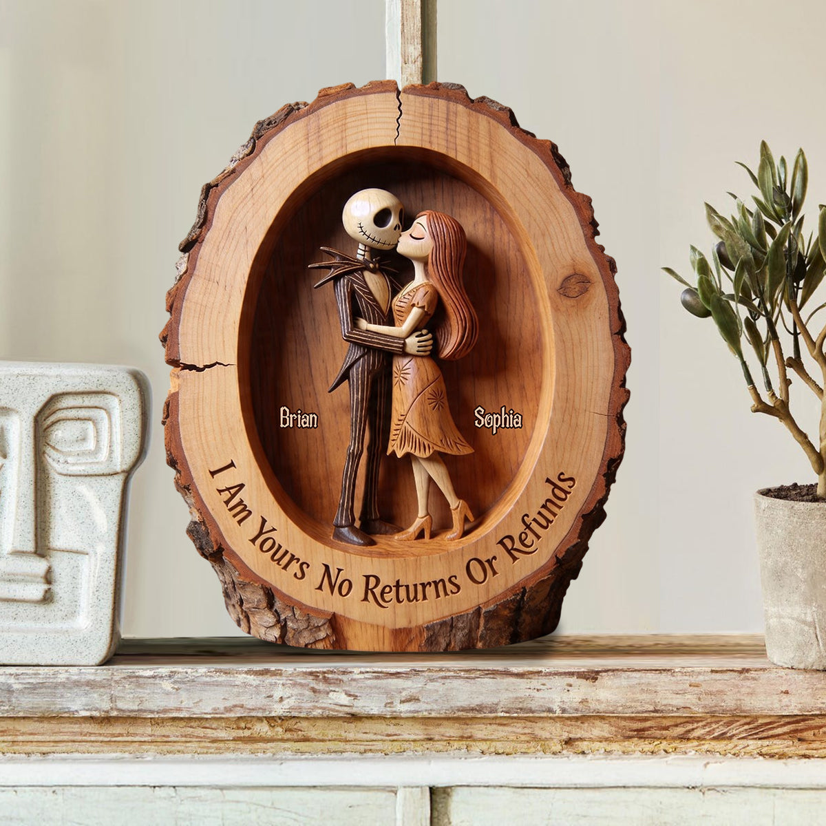 Personalized Nightmare Before Christmas Wood Plaque Gift Custom Shaped Wood Plaque GradoCreations