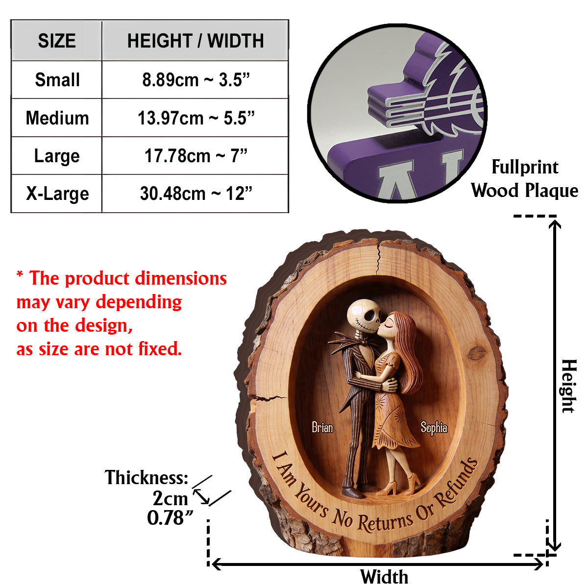 Personalized Nightmare Before Christmas Wood Plaque Gift Custom Shaped Wood Plaque GradoCreations