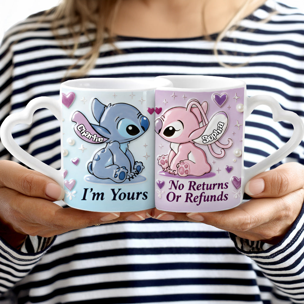 Personalized Matching Heart Handle Mug Set for Couples Matching Heart Handle Mug GradoCreations