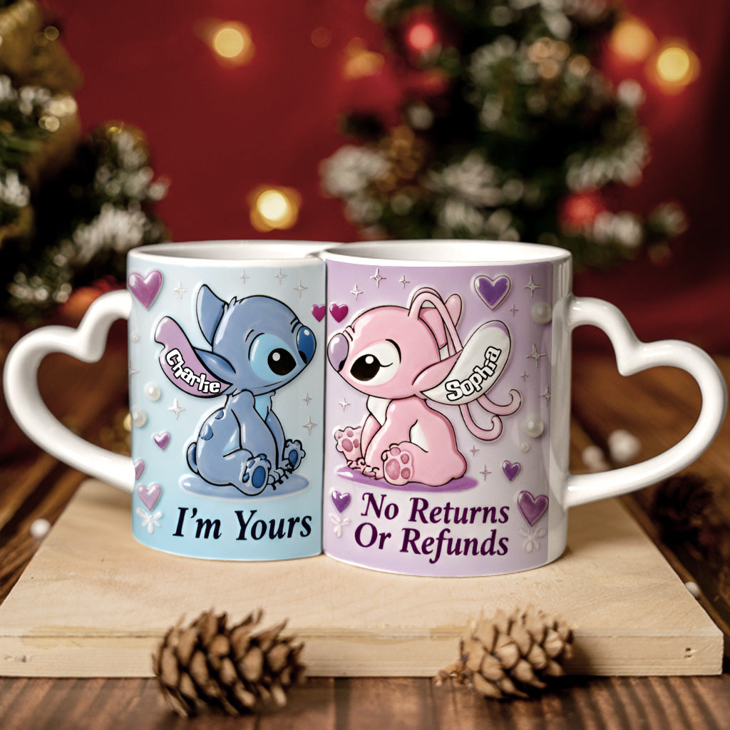 Personalized Matching Heart Handle Mug Set for Couples Matching Heart Handle Mug GradoCreations