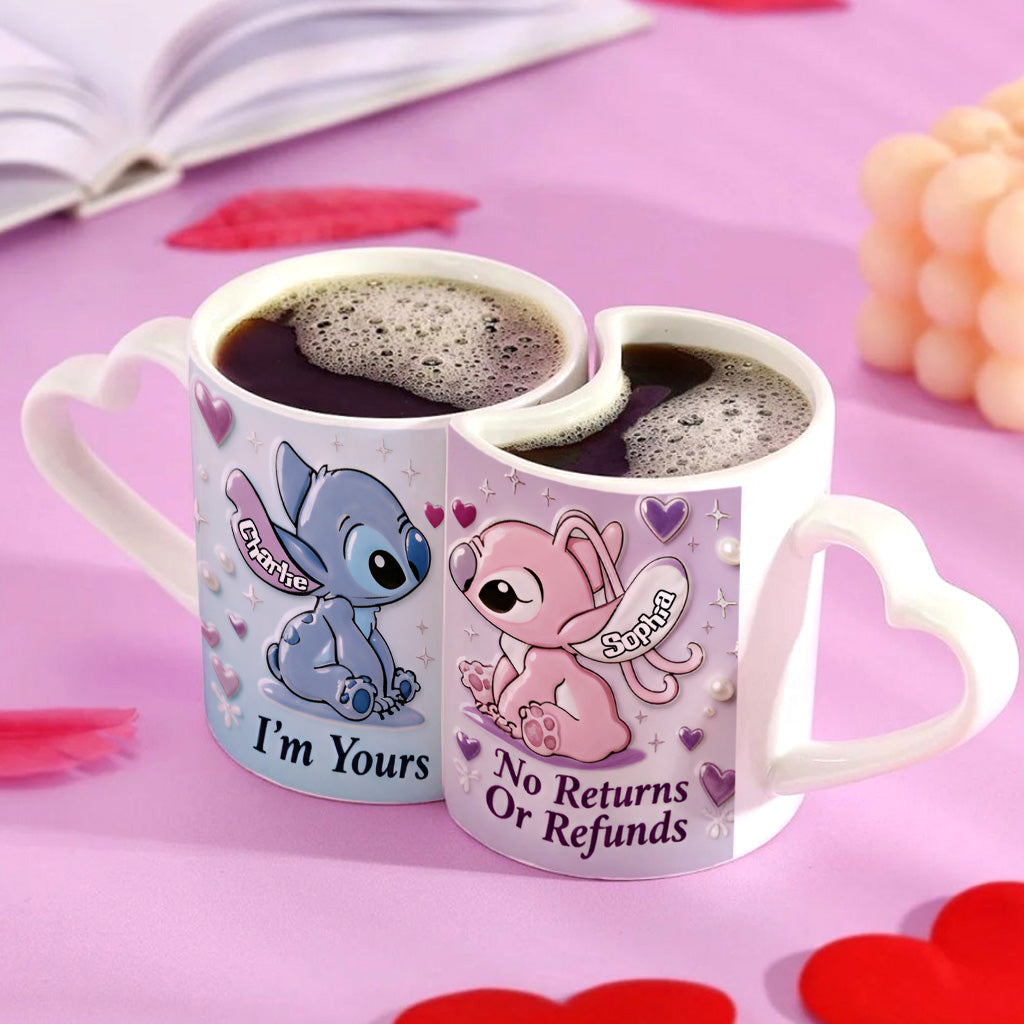 Personalized Matching Heart Handle Mug Set for Couples Matching Heart Handle Mug GradoCreations