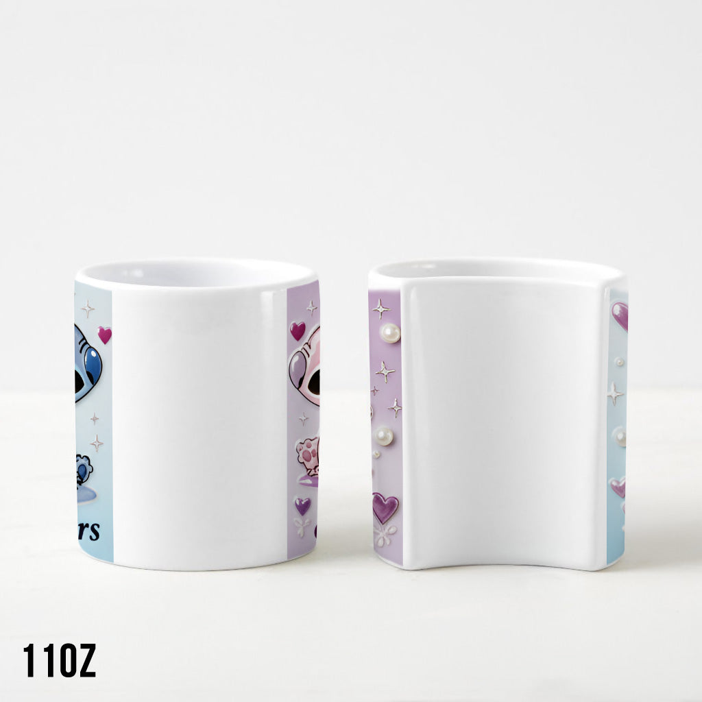 Personalized Matching Heart Handle Mug Set for Couples Matching Heart Handle Mug GradoCreations