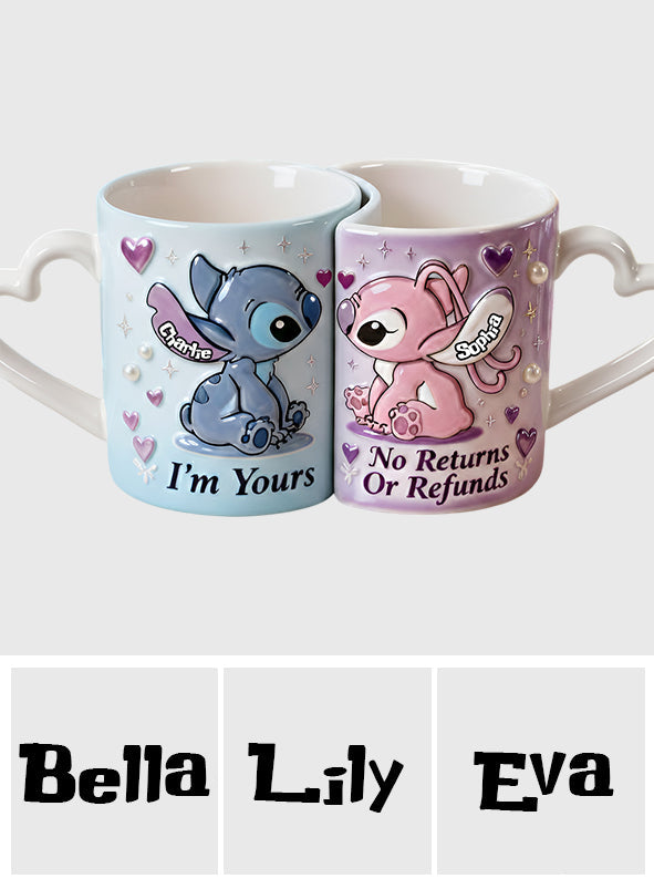 Personalized Matching Heart Handle Mug Set for Couples Matching Heart Handle Mug GradoCreations