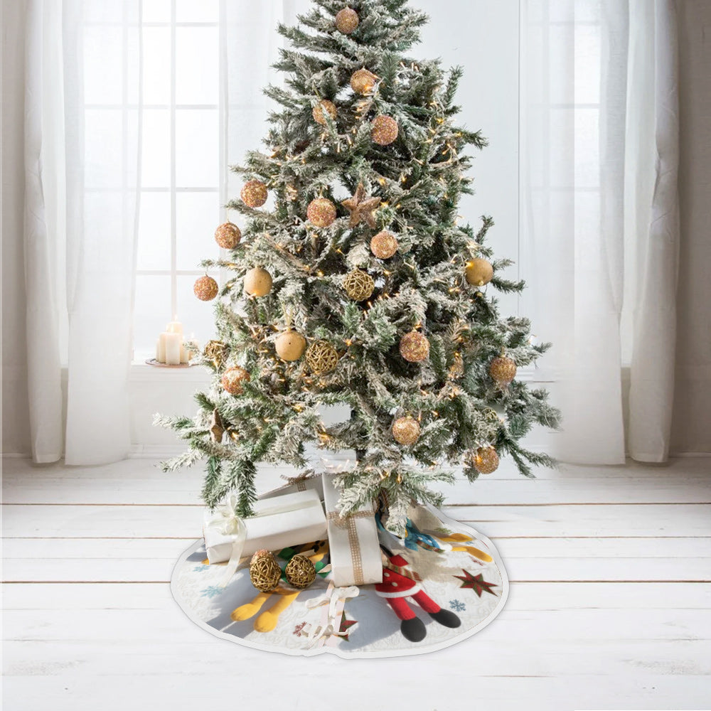 Personalized Christmas Tree Skirt with Family Name - Holiday Decor Tree Skirt GradoCreations