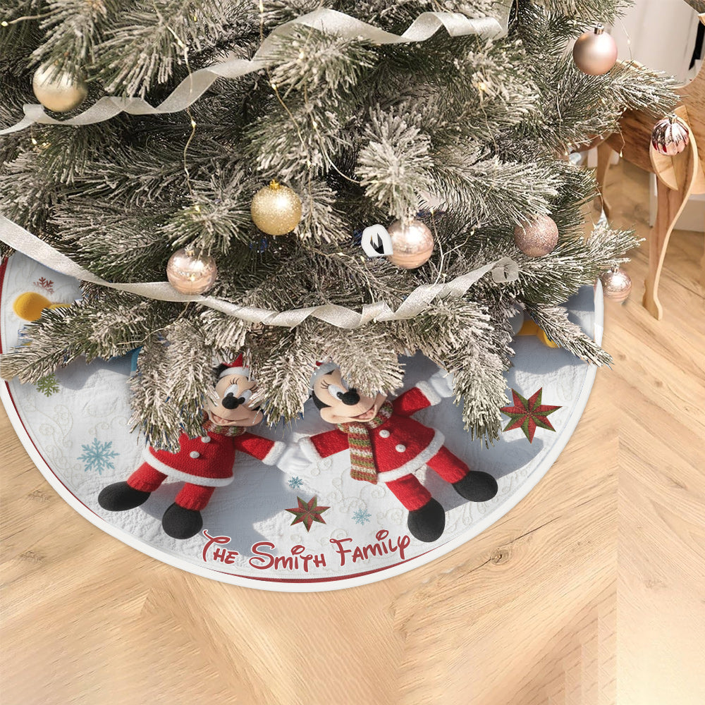 Personalized Christmas Tree Skirt with Family Name - Holiday Decor Tree Skirt GradoCreations
