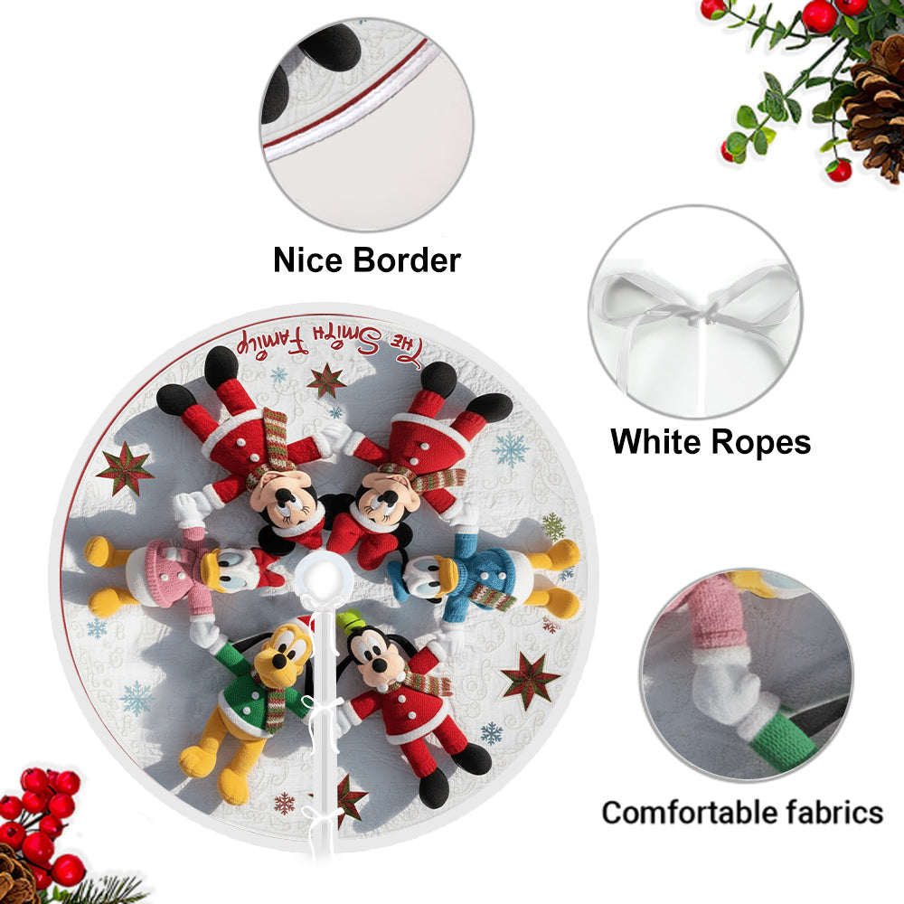 Personalized Christmas Tree Skirt with Family Name - Holiday Decor Tree Skirt GradoCreations