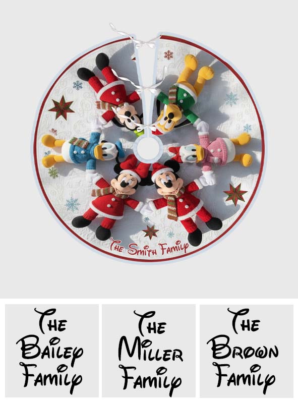 Personalized Christmas Tree Skirt with Family Name - Holiday Decor Tree Skirt GradoCreations