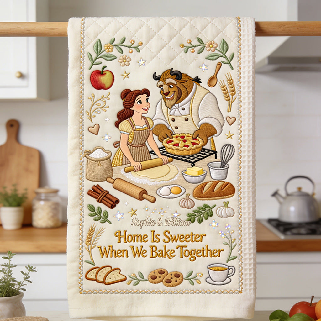 Personalized Beauty and the Beast Towel with Custom Name Gift for Couples Towel GradoCreations