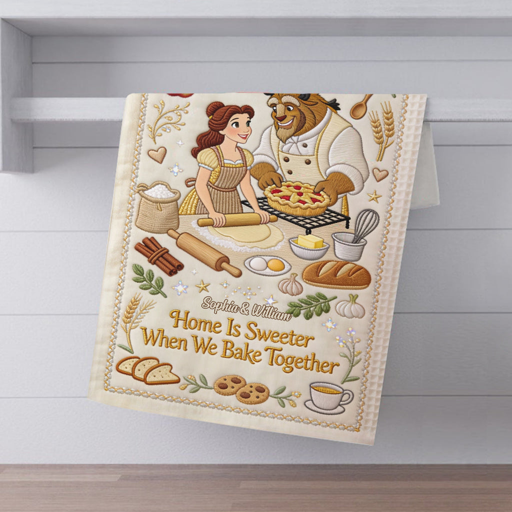 Personalized Beauty and the Beast Towel with Custom Name Gift for Couples Towel GradoCreations
