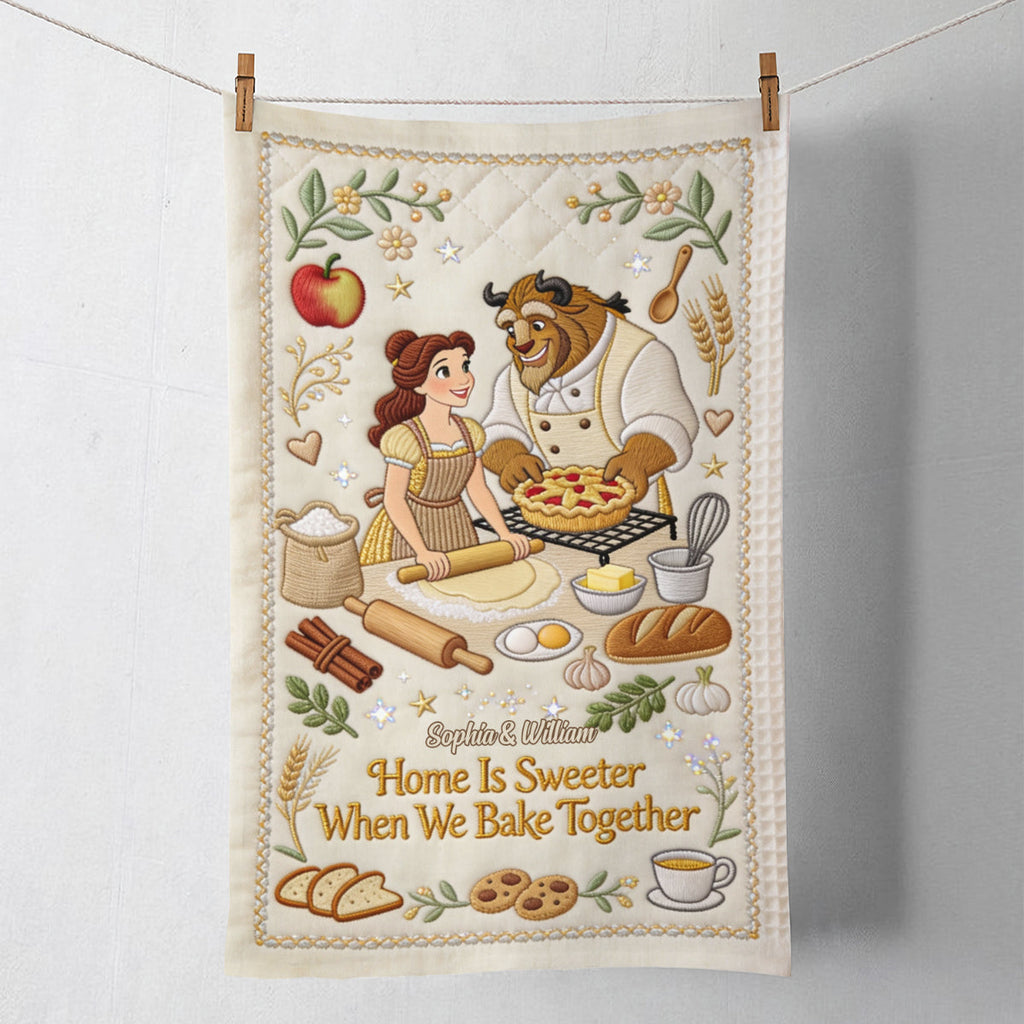 Personalized Beauty and the Beast Towel with Custom Name Gift for Couples Towel GradoCreations