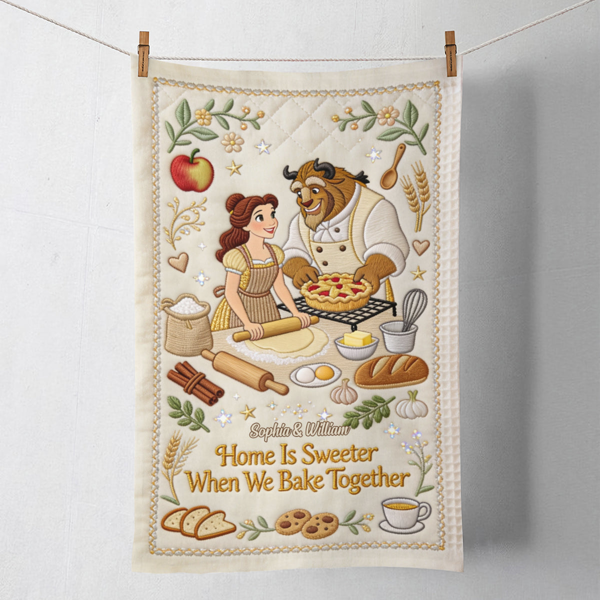 Personalized Beauty and the Beast Towel with Custom Name Gift for Couples Towel GradoCreations