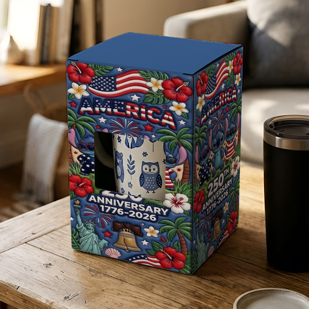 Personalized Cute Blue Alien Tumbler 250th Anniversary Gift with Box Tumbler With Gift Box GradoCreations