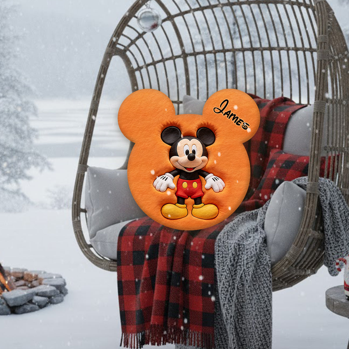Personalized Mouse Shaped Faux Fur Pillow Custom Name Gift Premium Faux Fur Pillow GradoCreations