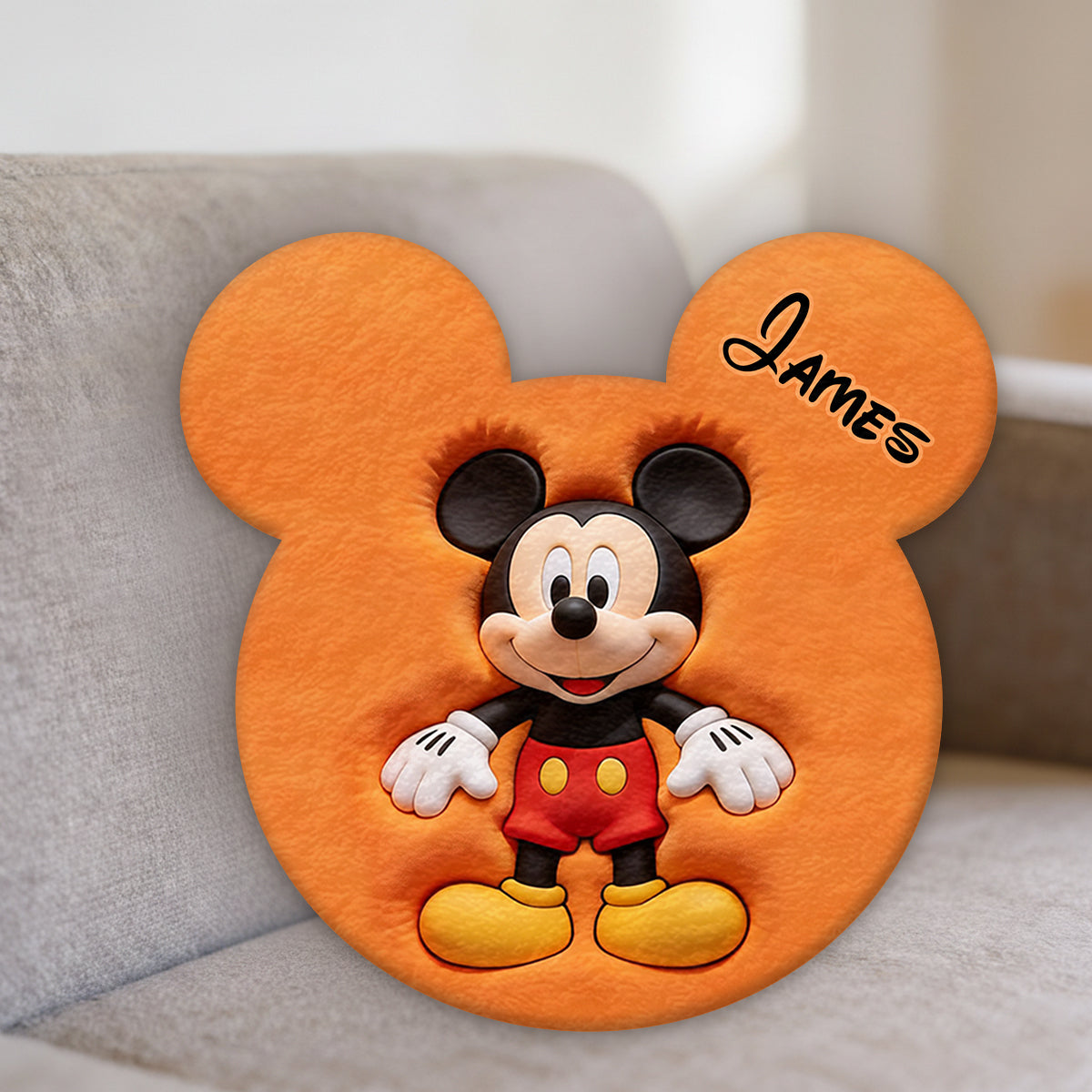Personalized Mouse Shaped Faux Fur Pillow Custom Name Gift Premium Faux Fur Pillow GradoCreations