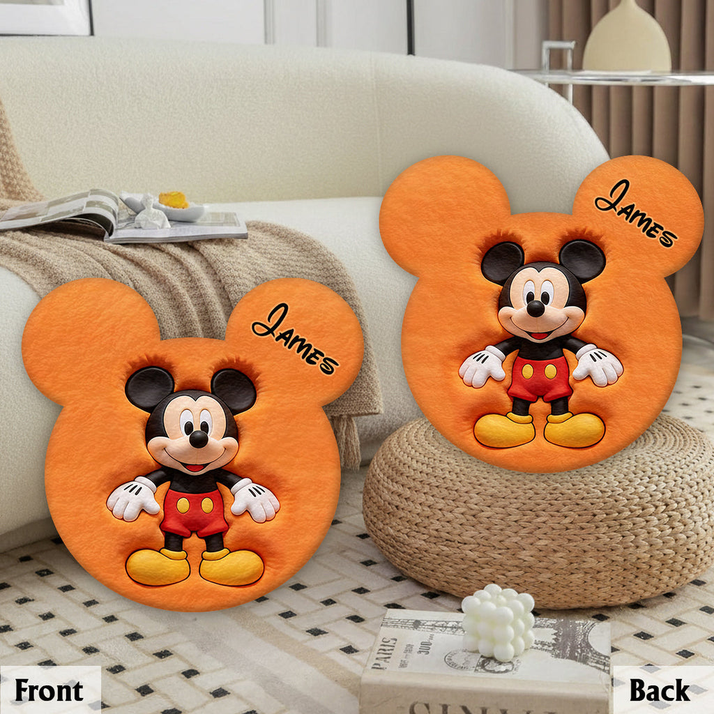 Personalized Mouse Shaped Faux Fur Pillow Custom Name Gift Premium Faux Fur Pillow GradoCreations
