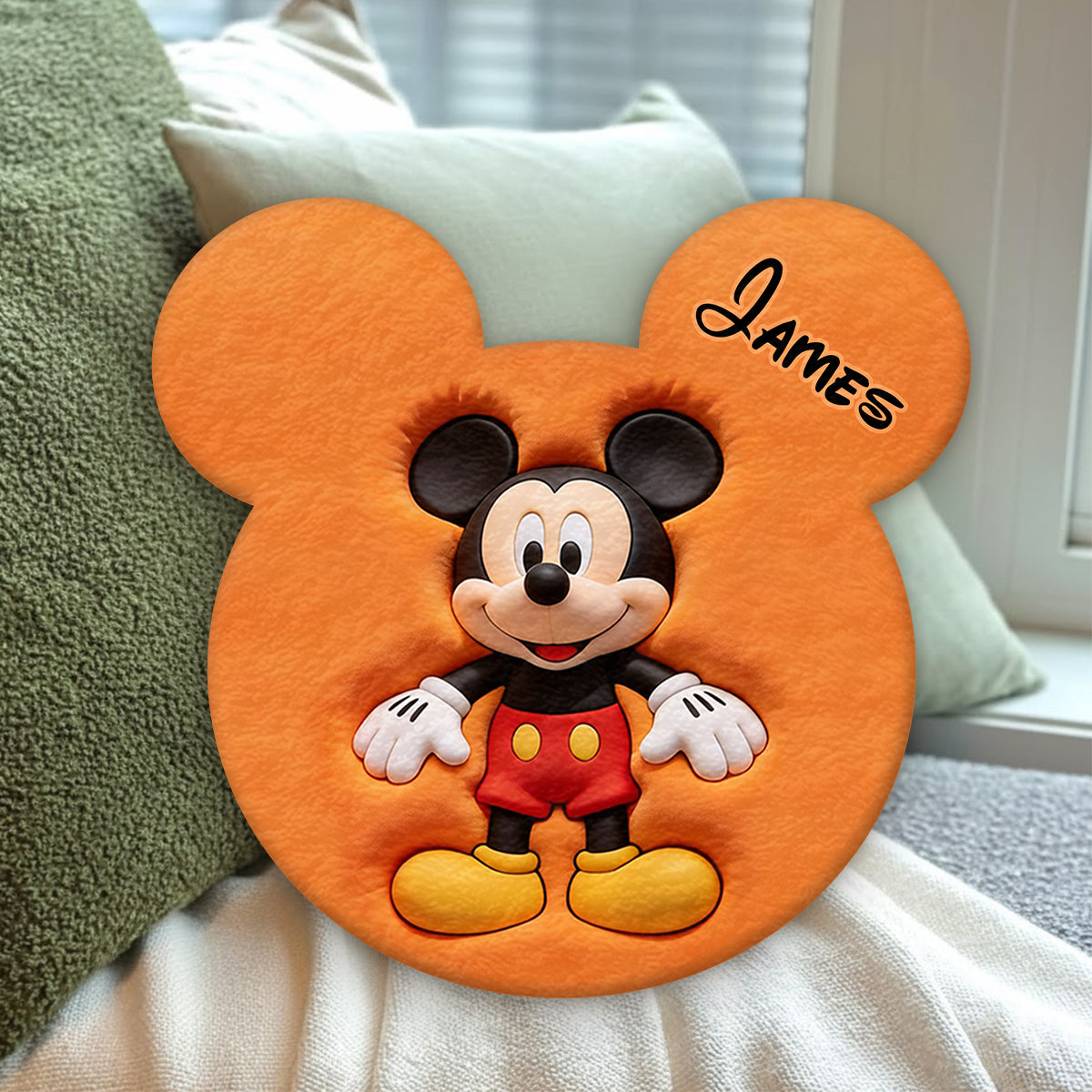 Personalized Mouse Shaped Faux Fur Pillow Custom Name Gift Premium Faux Fur Pillow GradoCreations
