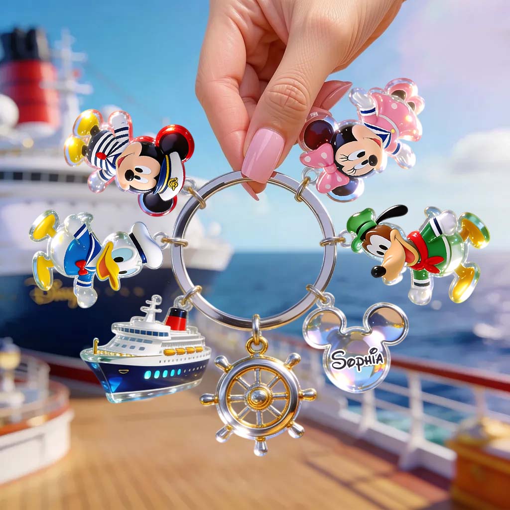 Personalized Acrylic Dream Cruise Keychain with Charms for Kids Premium Keychain With Charms GradoCreations