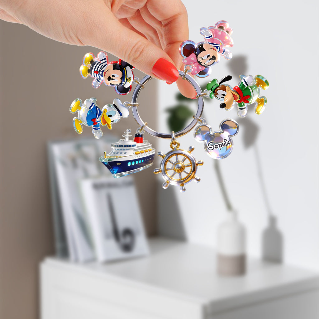 Personalized Acrylic Dream Cruise Keychain with Charms for Kids Premium Keychain With Charms GradoCreations