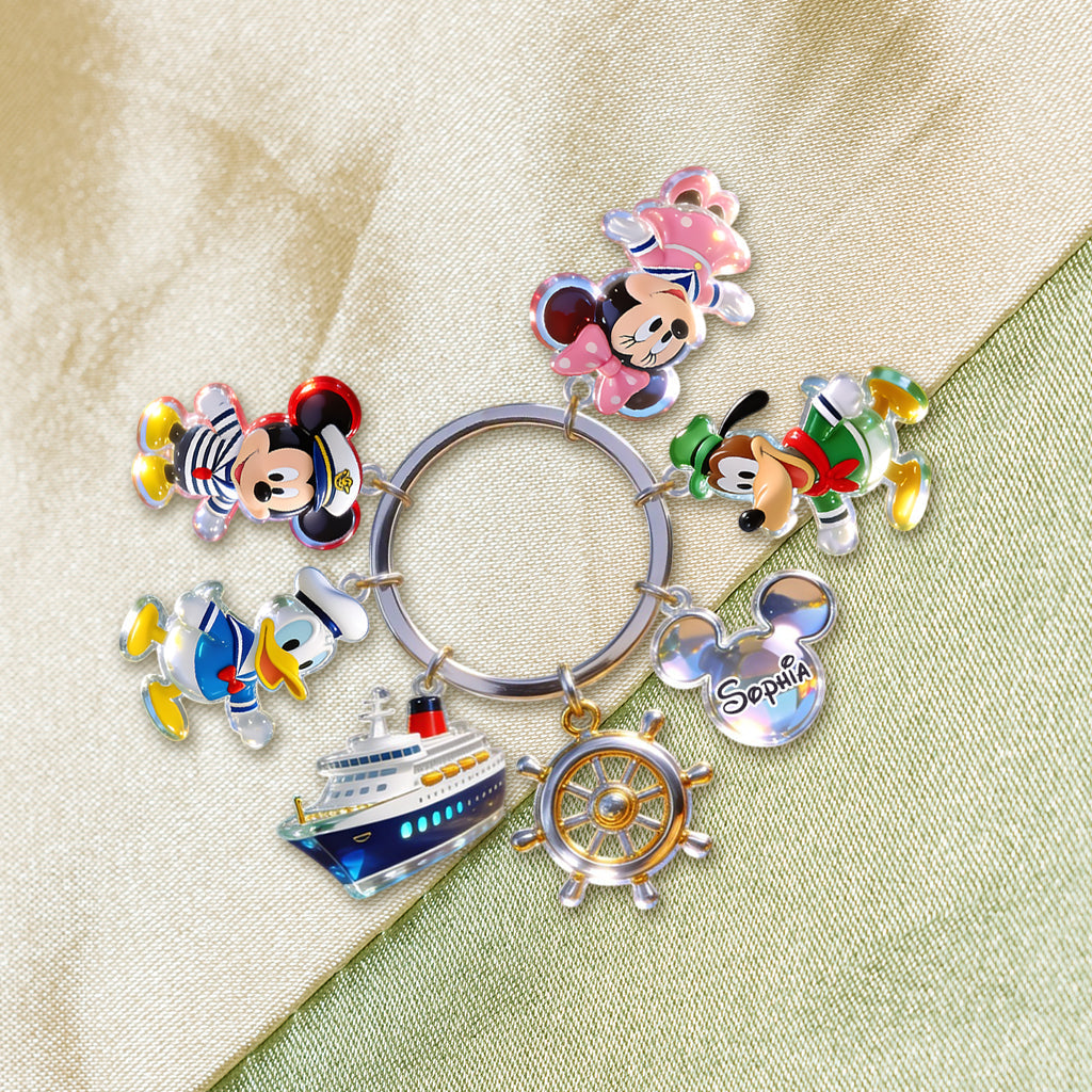 Personalized Acrylic Dream Cruise Keychain with Charms for Kids Premium Keychain With Charms GradoCreations