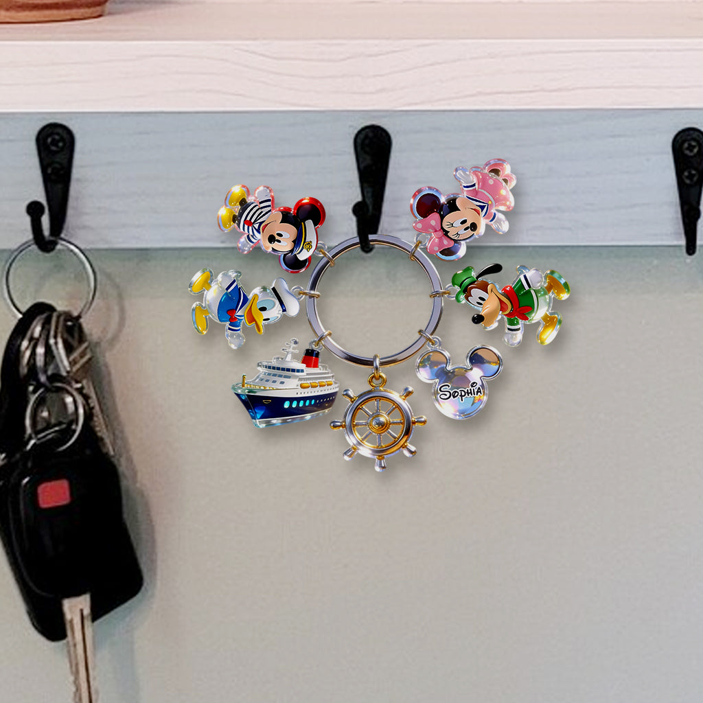 Personalized Acrylic Dream Cruise Keychain with Charms for Kids Premium Keychain With Charms GradoCreations