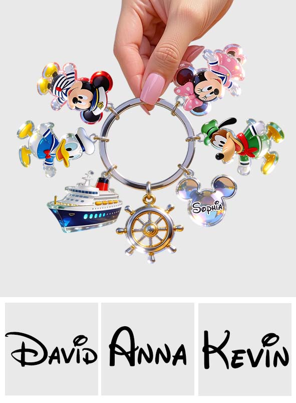 Personalized Acrylic Dream Cruise Keychain with Charms for Kids Premium Keychain With Charms GradoCreations