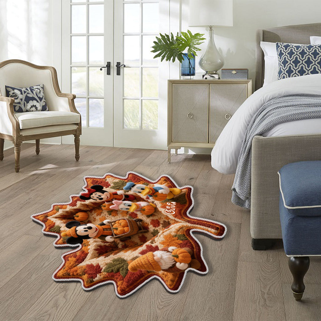 Personalized Leaf-Shaped Tufted Rug Autumn Gift for Family Tufted Rug GradoCreations