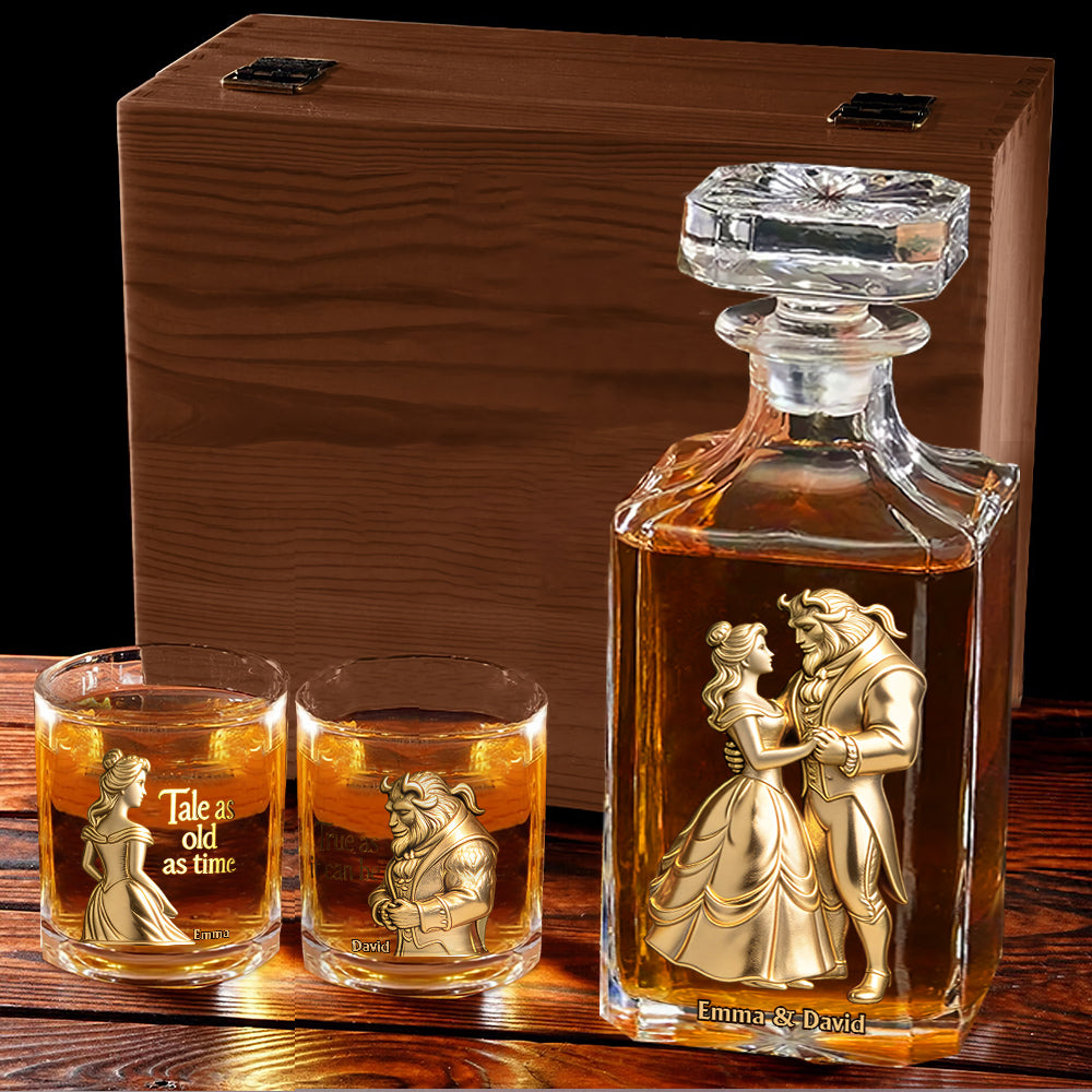 Personalized Beauty and the Beast Whiskey Decanter Set Gift for Couples Whiskey Decanter Set GradoCreations