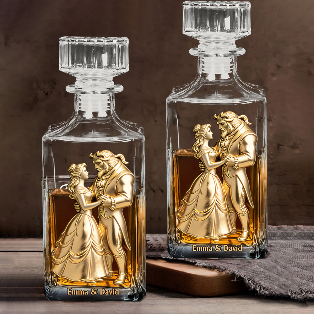 Personalized Beauty and the Beast Whiskey Decanter Set Gift for Couples Whiskey Decanter Set GradoCreations