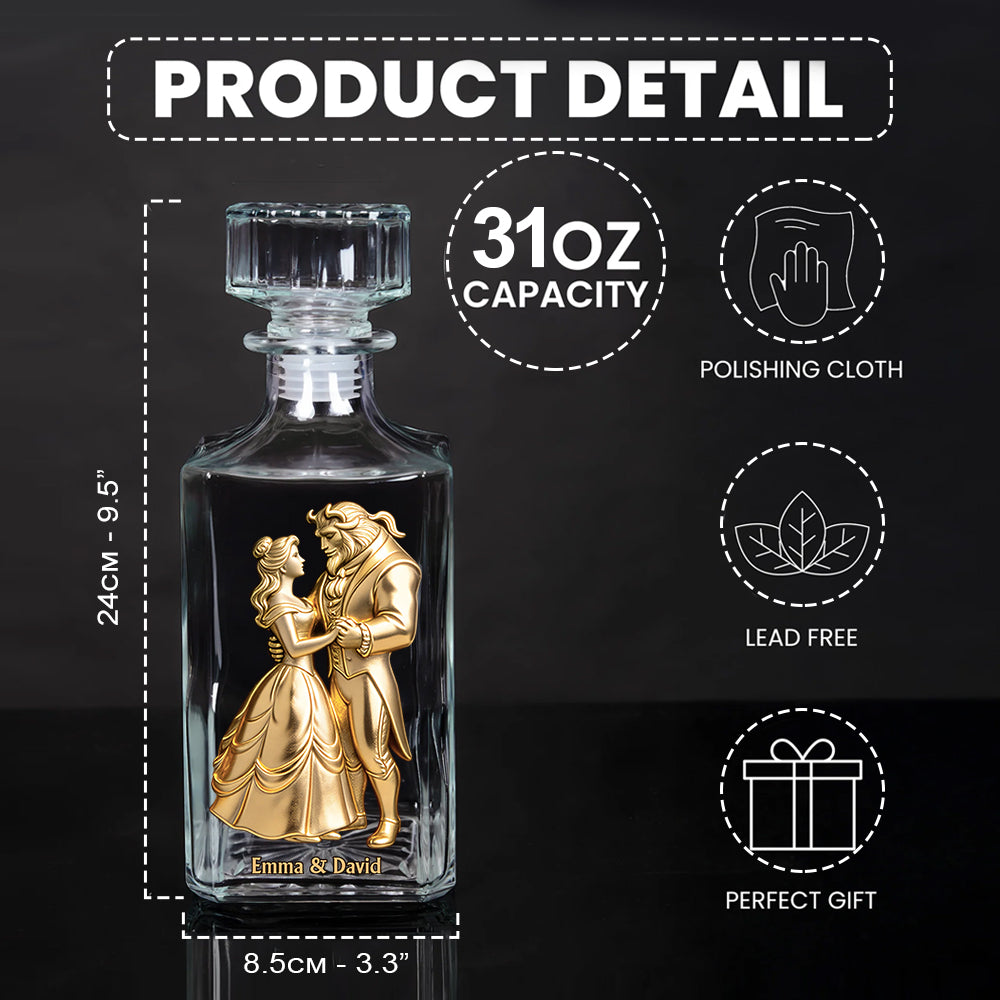Personalized Beauty and the Beast Whiskey Decanter Set Gift for Couples Whiskey Decanter Set GradoCreations