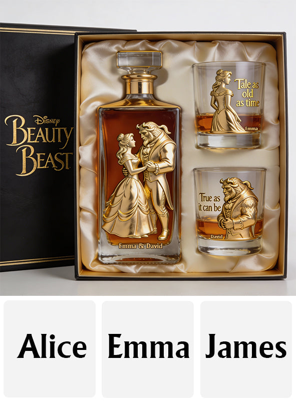 Personalized Beauty and the Beast Whiskey Decanter Set Gift for Couples Whiskey Decanter Set GradoCreations