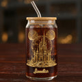 Personalized Magical Castle 16oz Can Glass with Straw Gift Can Glass GradoCreations