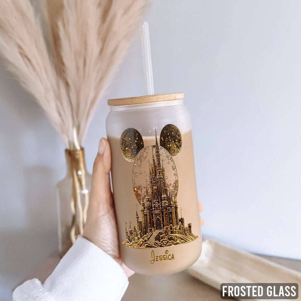 Personalized Magical Castle 16oz Can Glass with Straw Gift Can Glass GradoCreations