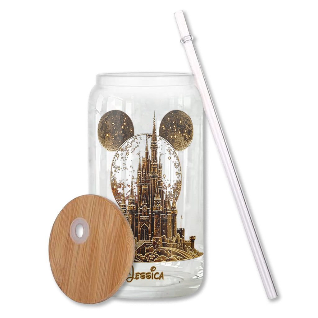 Personalized Magical Castle 16oz Can Glass with Straw Gift Can Glass GradoCreations