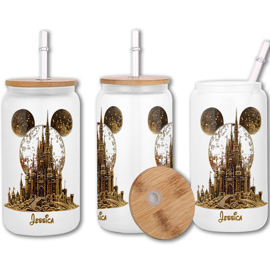 Personalized Magical Castle 16oz Can Glass with Straw Gift Can Glass GradoCreations