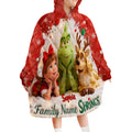 Personalized Christmas Blanket Hoodie with Grinch Design for Kids Blanket Hoodie GradoCreations