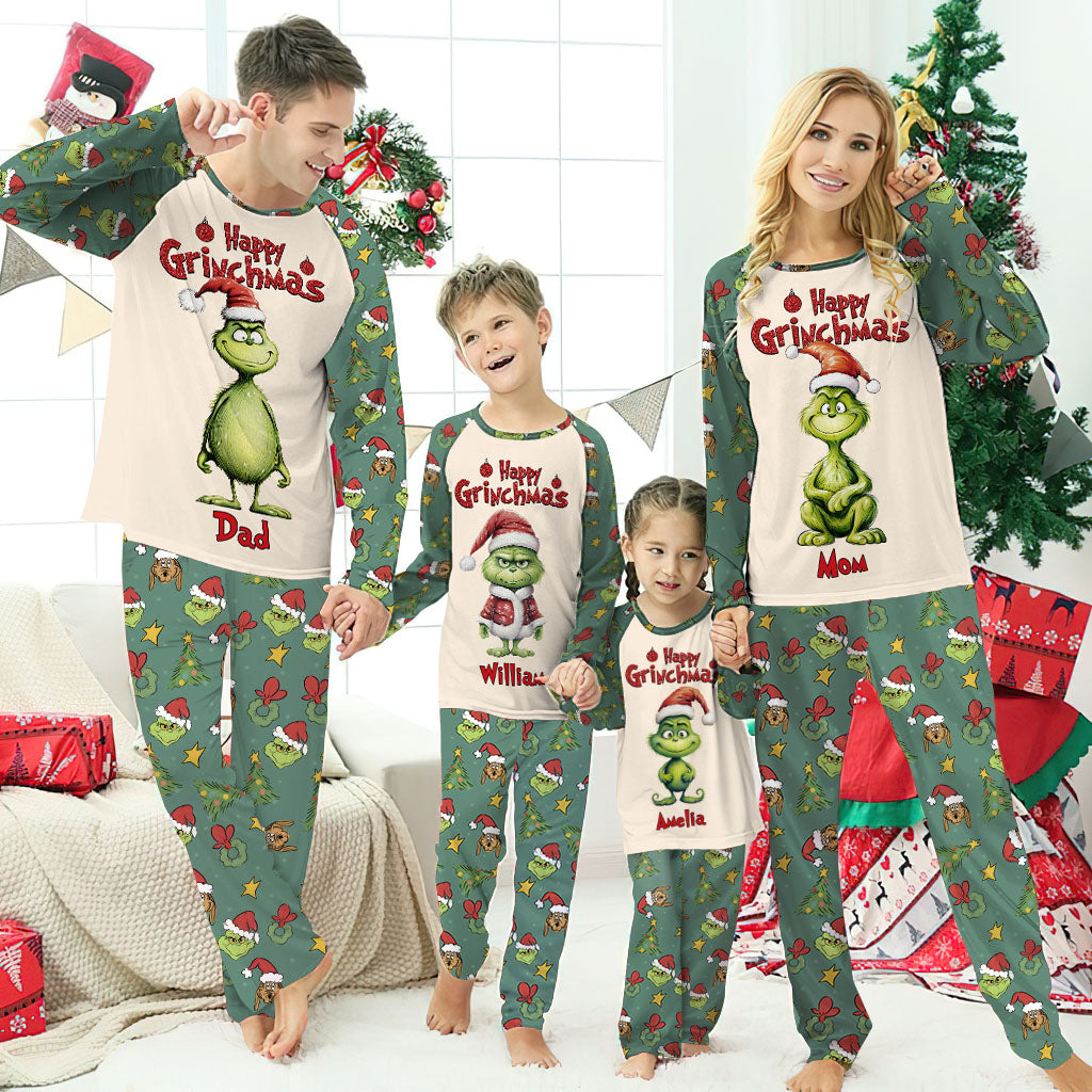 Personalized Grinch Christmas Pajama Set for Family | Custom Names Pajamas Set GradoCreations