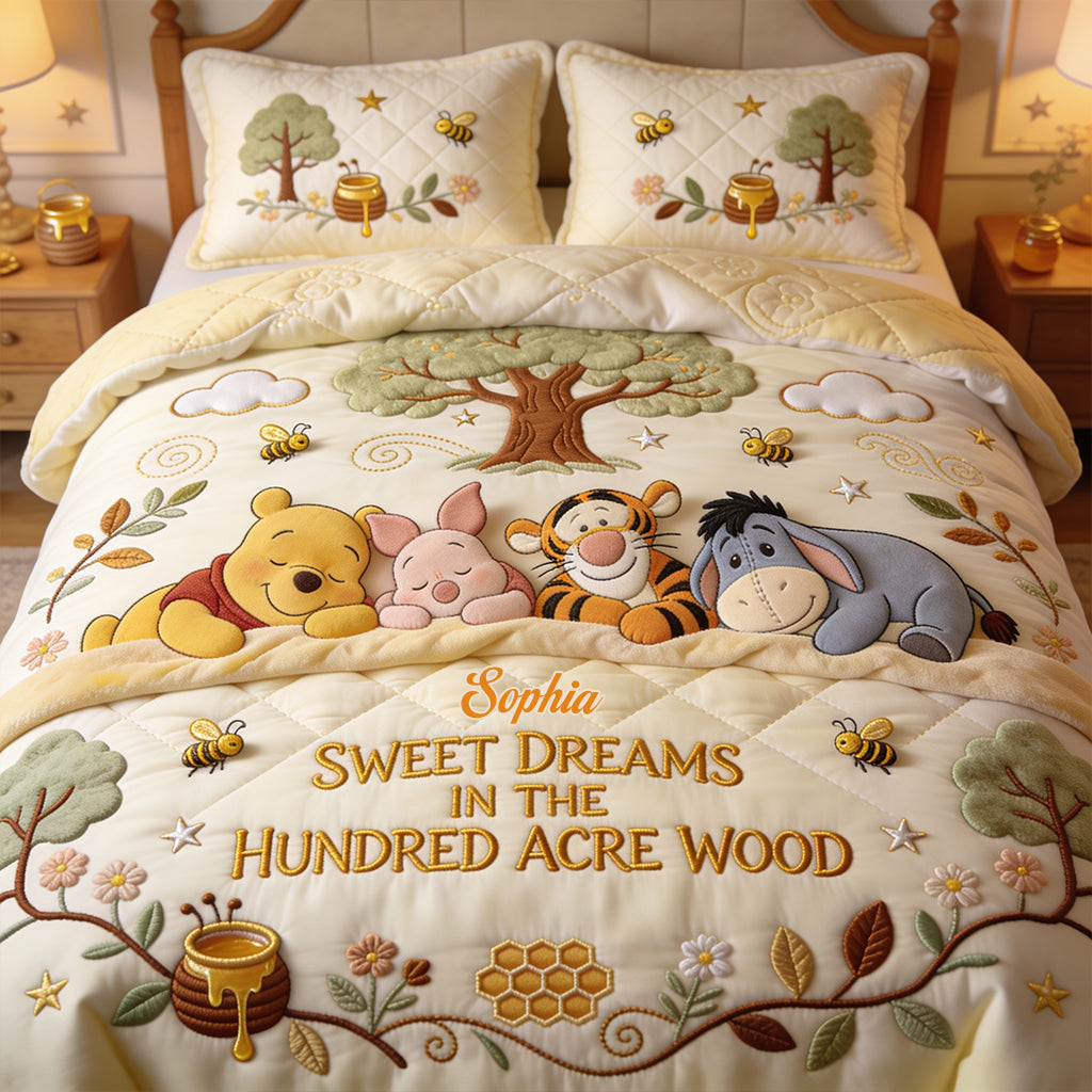 Personalized Winnie the Pooh Bedding Set for Kids - Sweet Dreams Gift Bedding Set GradoCreations