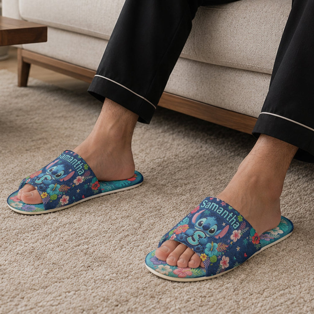 Personalized Open-Toe Slippers with Floral Design for Family Open-Toe Slippers GradoCreations
